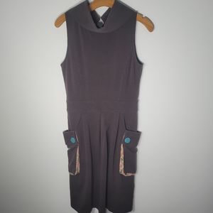 Matilda Jane Small Brown Pleated Shift Pocket dress